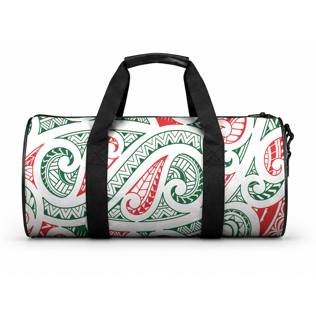 New Zealand Kowhaiwhai Christmas Duffle Bag Traditional Maori Koru Pattern