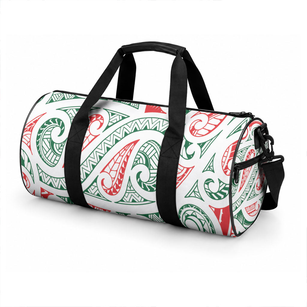 New Zealand Kowhaiwhai Christmas Duffle Bag Traditional Maori Koru Pattern