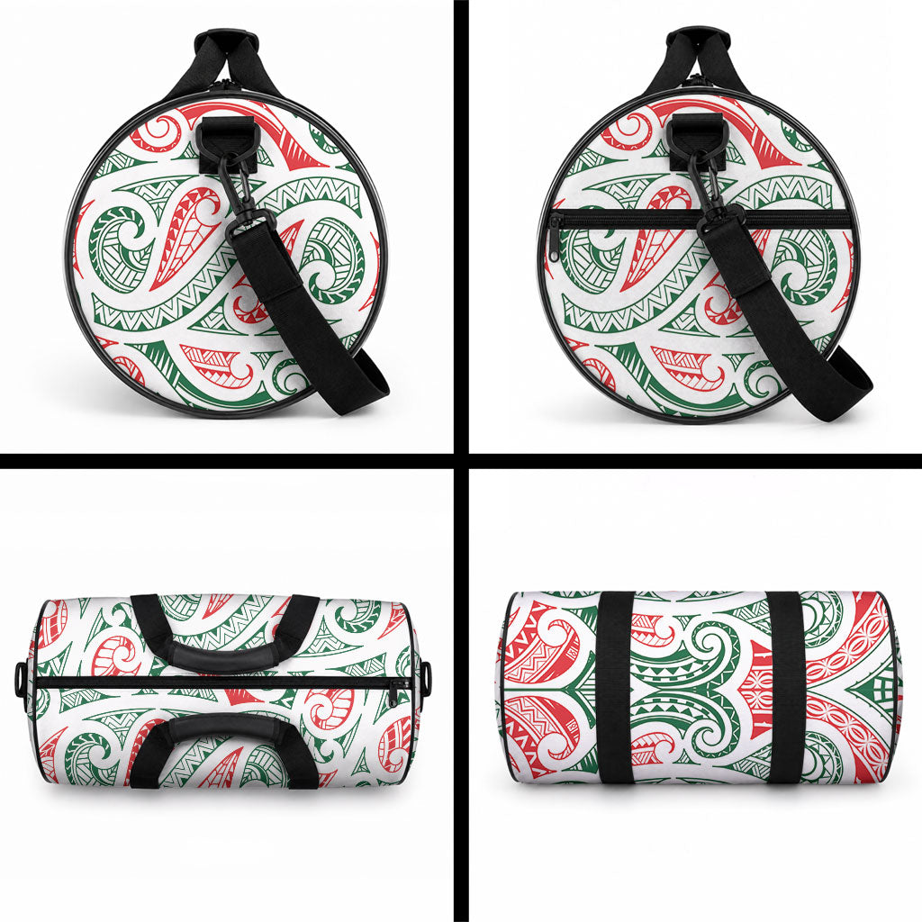 New Zealand Kowhaiwhai Christmas Duffle Bag Traditional Maori Koru Pattern