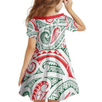 New Zealand Kowhaiwhai Christmas Family Matching Long Sleeve Bodycon Dress and Hawaiian Shirt Traditional Maori Koru Pattern - Aussie Hoodie