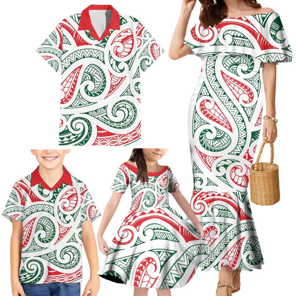 New Zealand Kowhaiwhai Christmas Family Matching Mermaid Dress and Hawaiian Shirt Traditional Maori Koru Pattern - Aussie Hoodie