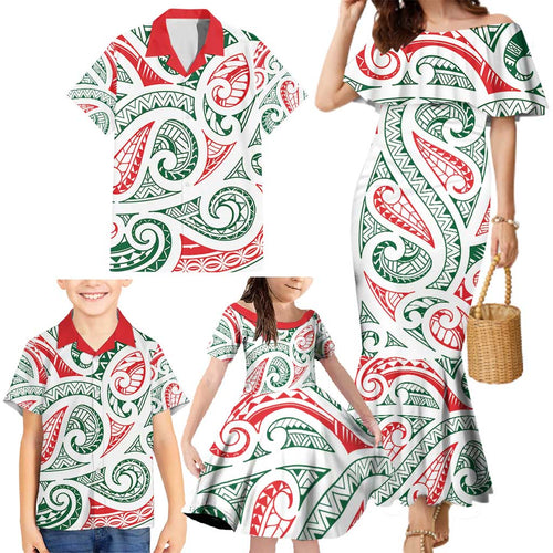 New Zealand Kowhaiwhai Christmas Family Matching Mermaid Dress and Hawaiian Shirt Traditional Maori Koru Pattern - Aussie Hoodie