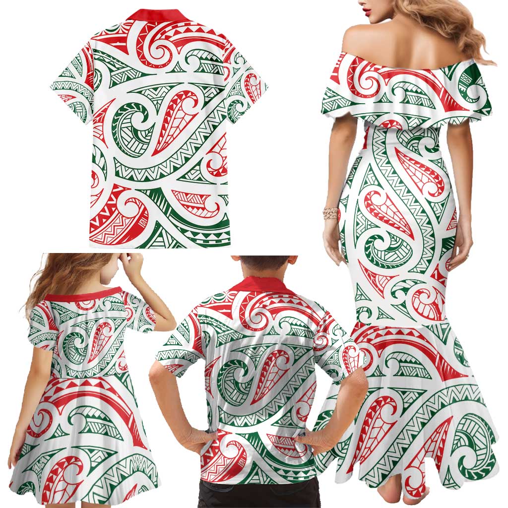 New Zealand Kowhaiwhai Christmas Family Matching Mermaid Dress and Hawaiian Shirt Traditional Maori Koru Pattern - Aussie Hoodie