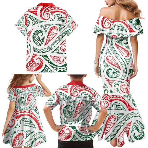 New Zealand Kowhaiwhai Christmas Family Matching Mermaid Dress and Hawaiian Shirt Traditional Maori Koru Pattern - Aussie Hoodie