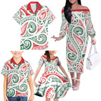 New Zealand Kowhaiwhai Christmas Family Matching Off The Shoulder Long Sleeve Dress and Hawaiian Shirt Traditional Maori Koru Pattern - Aussie Hoodie