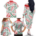 New Zealand Kowhaiwhai Christmas Family Matching Off The Shoulder Long Sleeve Dress and Hawaiian Shirt Traditional Maori Koru Pattern - Aussie Hoodie