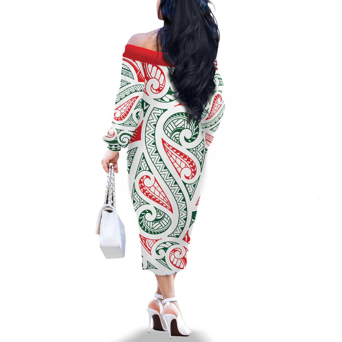 New Zealand Kowhaiwhai Christmas Family Matching Off The Shoulder Long Sleeve Dress and Hawaiian Shirt Traditional Maori Koru Pattern - Aussie Hoodie