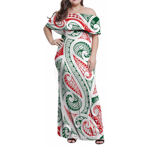 New Zealand Kowhaiwhai Christmas Family Matching Off Shoulder Maxi Dress and Hawaiian Shirt Traditional Maori Koru Pattern - Aussie Hoodie