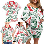 New Zealand Kowhaiwhai Christmas Family Matching Off Shoulder Short Dress and Hawaiian Shirt Traditional Maori Koru Pattern - Aussie Hoodie