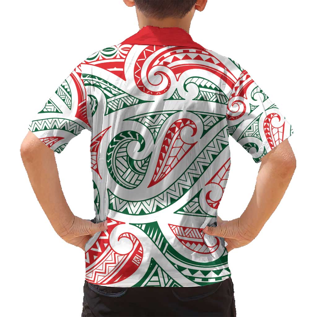 New Zealand Kowhaiwhai Christmas Family Matching Off Shoulder Short Dress and Hawaiian Shirt Traditional Maori Koru Pattern - Aussie Hoodie