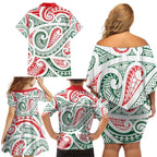 New Zealand Kowhaiwhai Christmas Family Matching Off Shoulder Short Dress and Hawaiian Shirt Traditional Maori Koru Pattern - Aussie Hoodie