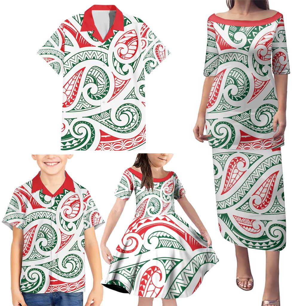 New Zealand Kowhaiwhai Christmas Family Matching Puletasi and Hawaiian Shirt Traditional Maori Koru Pattern - Aussie Hoodie