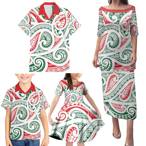 New Zealand Kowhaiwhai Christmas Family Matching Puletasi and Hawaiian Shirt Traditional Maori Koru Pattern - Aussie Hoodie