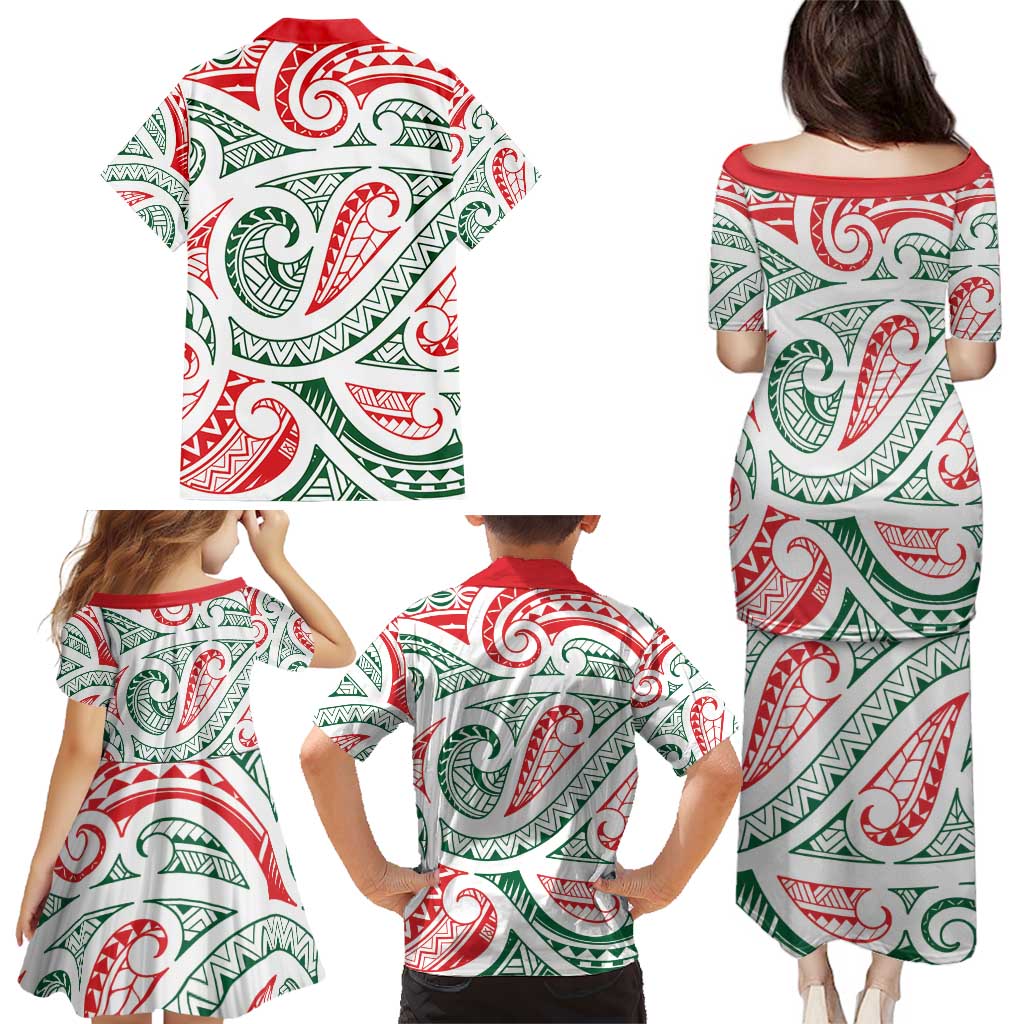 New Zealand Kowhaiwhai Christmas Family Matching Puletasi and Hawaiian Shirt Traditional Maori Koru Pattern - Aussie Hoodie