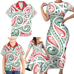 New Zealand Kowhaiwhai Christmas Family Matching Short Sleeve Bodycon Dress and Hawaiian Shirt Traditional Maori Koru Pattern - Aussie Hoodie