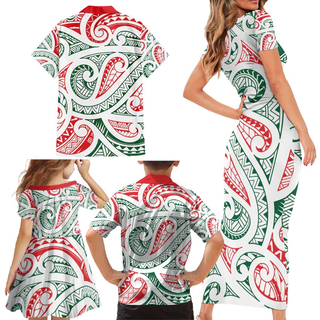 New Zealand Kowhaiwhai Christmas Family Matching Short Sleeve Bodycon Dress and Hawaiian Shirt Traditional Maori Koru Pattern - Aussie Hoodie