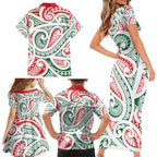New Zealand Kowhaiwhai Christmas Family Matching Short Sleeve Bodycon Dress and Hawaiian Shirt Traditional Maori Koru Pattern - Aussie Hoodie