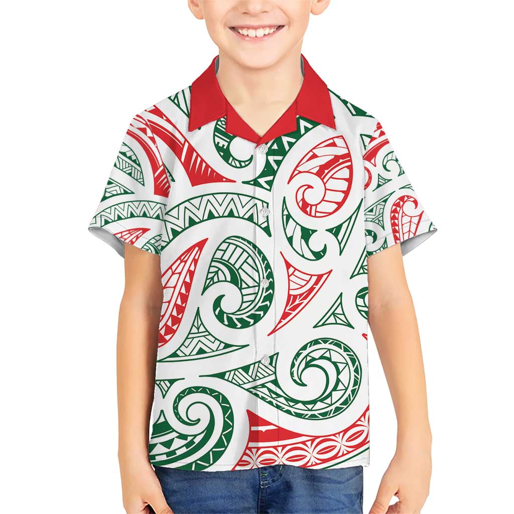 New Zealand Kowhaiwhai Christmas Family Matching Short Sleeve Bodycon Dress and Hawaiian Shirt Traditional Maori Koru Pattern - Aussie Hoodie