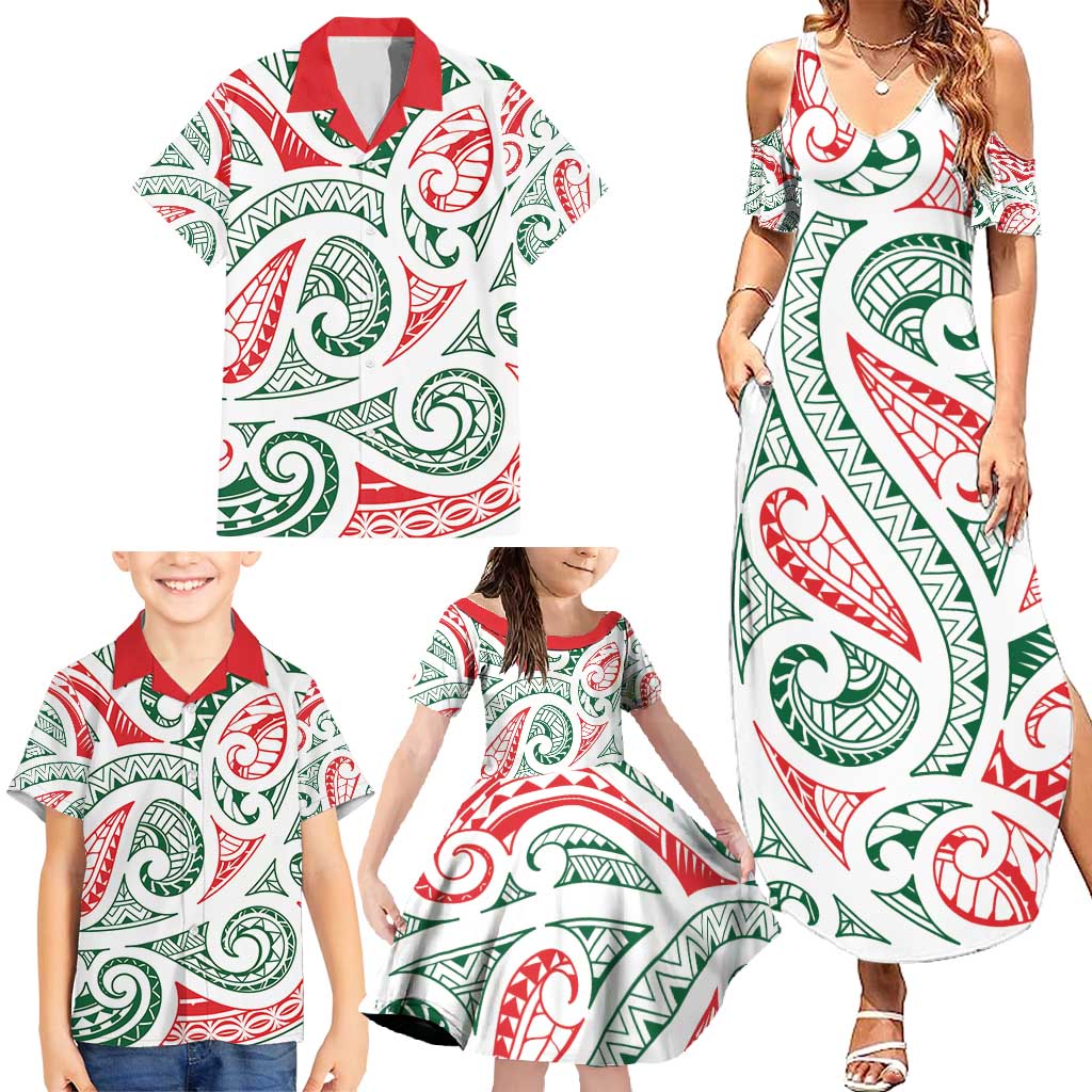New Zealand Kowhaiwhai Christmas Family Matching Summer Maxi Dress and Hawaiian Shirt Traditional Maori Koru Pattern - Aussie Hoodie
