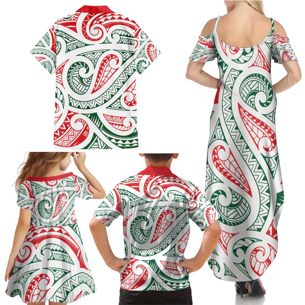 New Zealand Kowhaiwhai Christmas Family Matching Summer Maxi Dress and Hawaiian Shirt Traditional Maori Koru Pattern - Aussie Hoodie