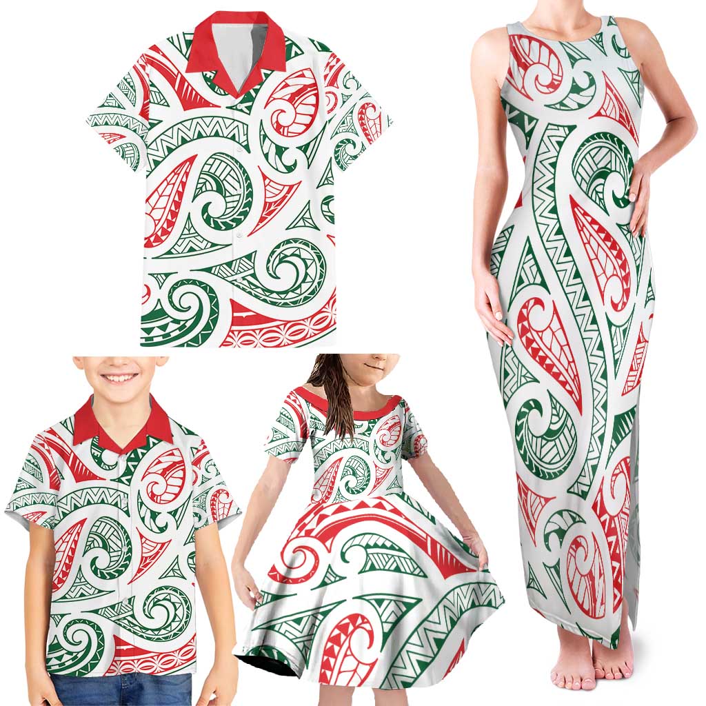 New Zealand Kowhaiwhai Christmas Family Matching Tank Maxi Dress and Hawaiian Shirt Traditional Maori Koru Pattern - Aussie Hoodie