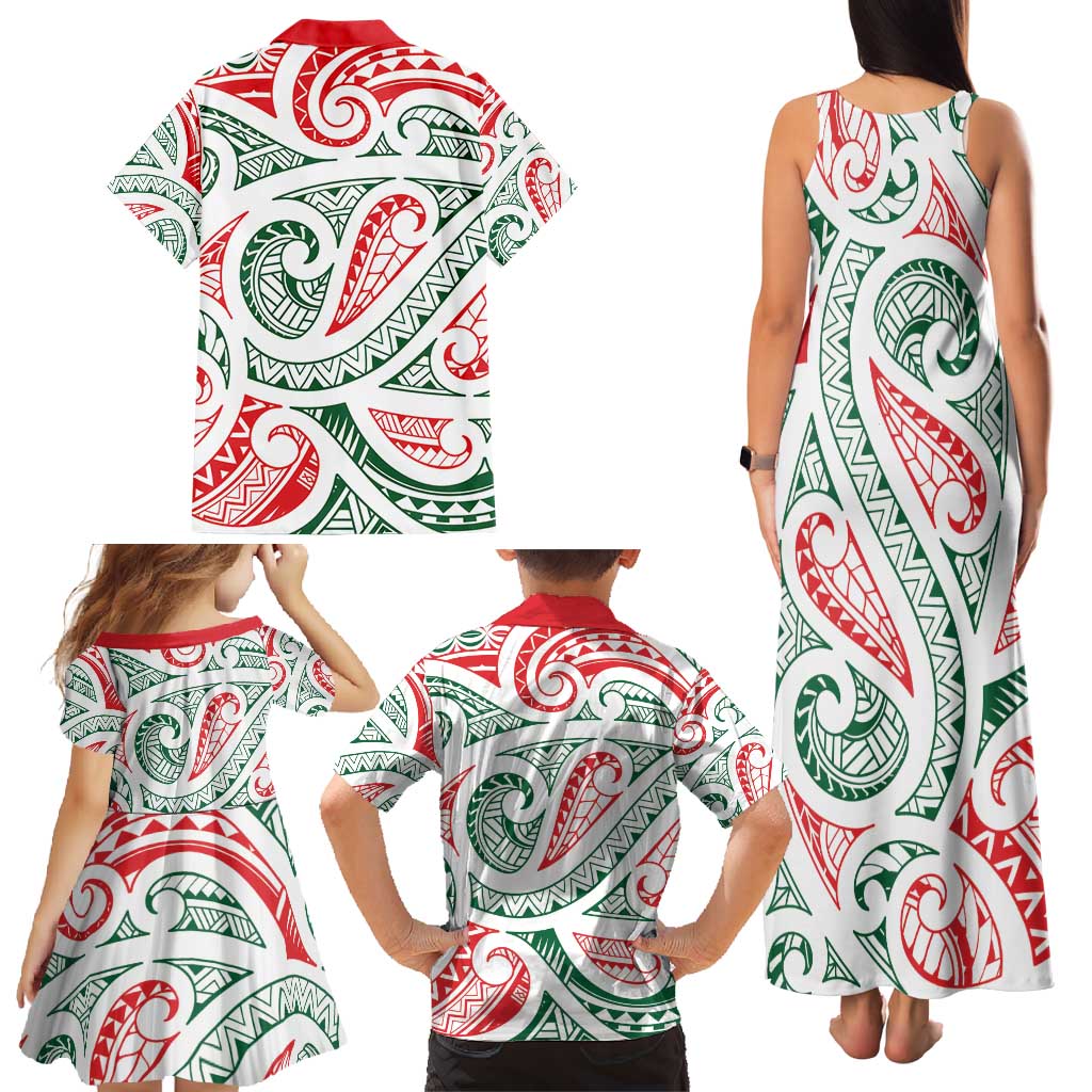 New Zealand Kowhaiwhai Christmas Family Matching Tank Maxi Dress and Hawaiian Shirt Traditional Maori Koru Pattern - Aussie Hoodie