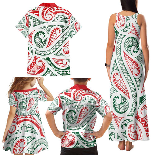 New Zealand Kowhaiwhai Christmas Family Matching Tank Maxi Dress and Hawaiian Shirt Traditional Maori Koru Pattern - Aussie Hoodie