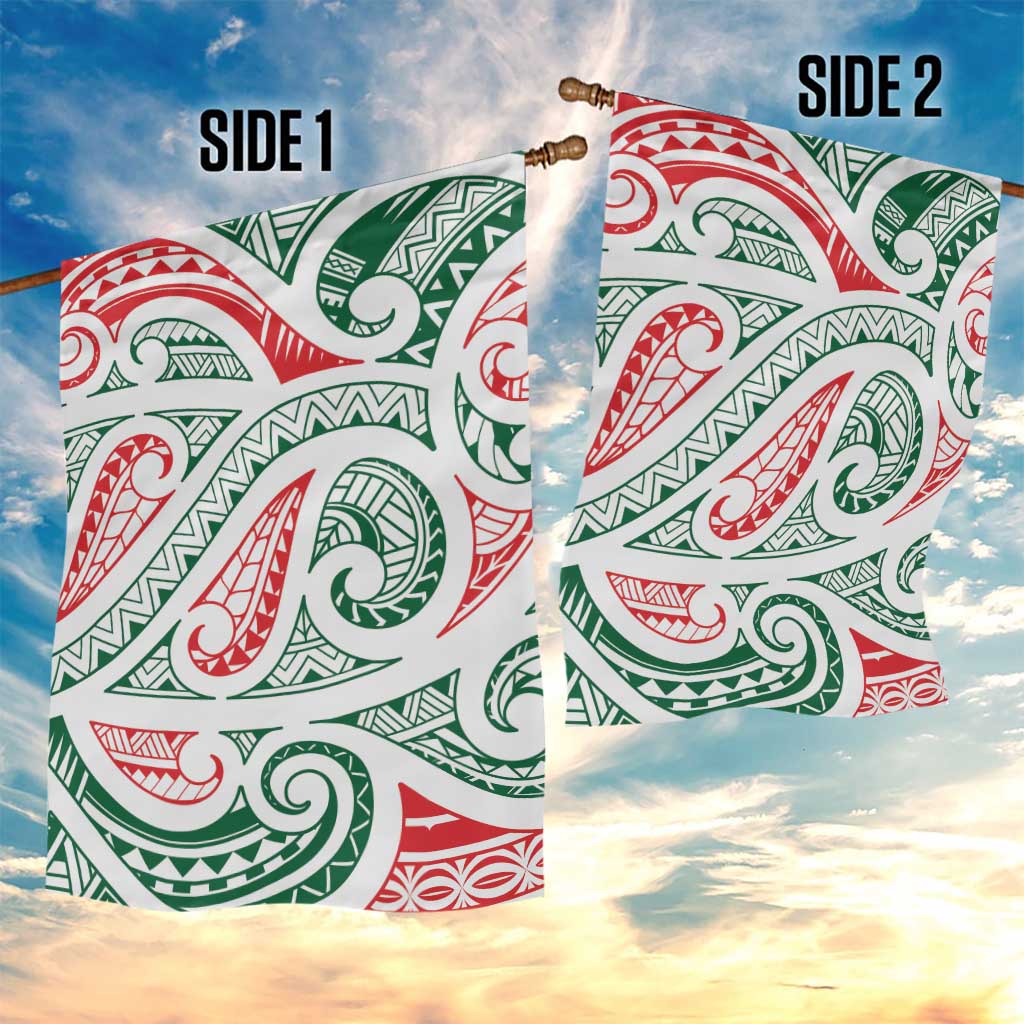 New Zealand Kowhaiwhai Christmas Garden Flag Traditional Maori Koru Pattern - Aussie Hoodie