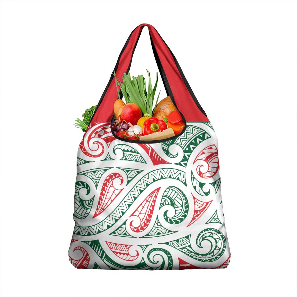 New Zealand Kowhaiwhai Christmas Grocery Bag Traditional Maori Koru Pattern - Aussie Hoodie