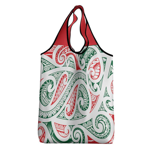 New Zealand Kowhaiwhai Christmas Grocery Bag Traditional Maori Koru Pattern - Aussie Hoodie