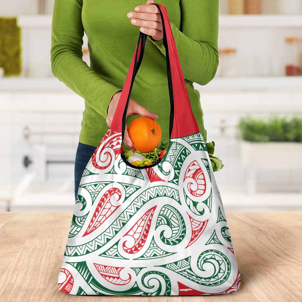 New Zealand Kowhaiwhai Christmas Grocery Bag Traditional Maori Koru Pattern - Aussie Hoodie