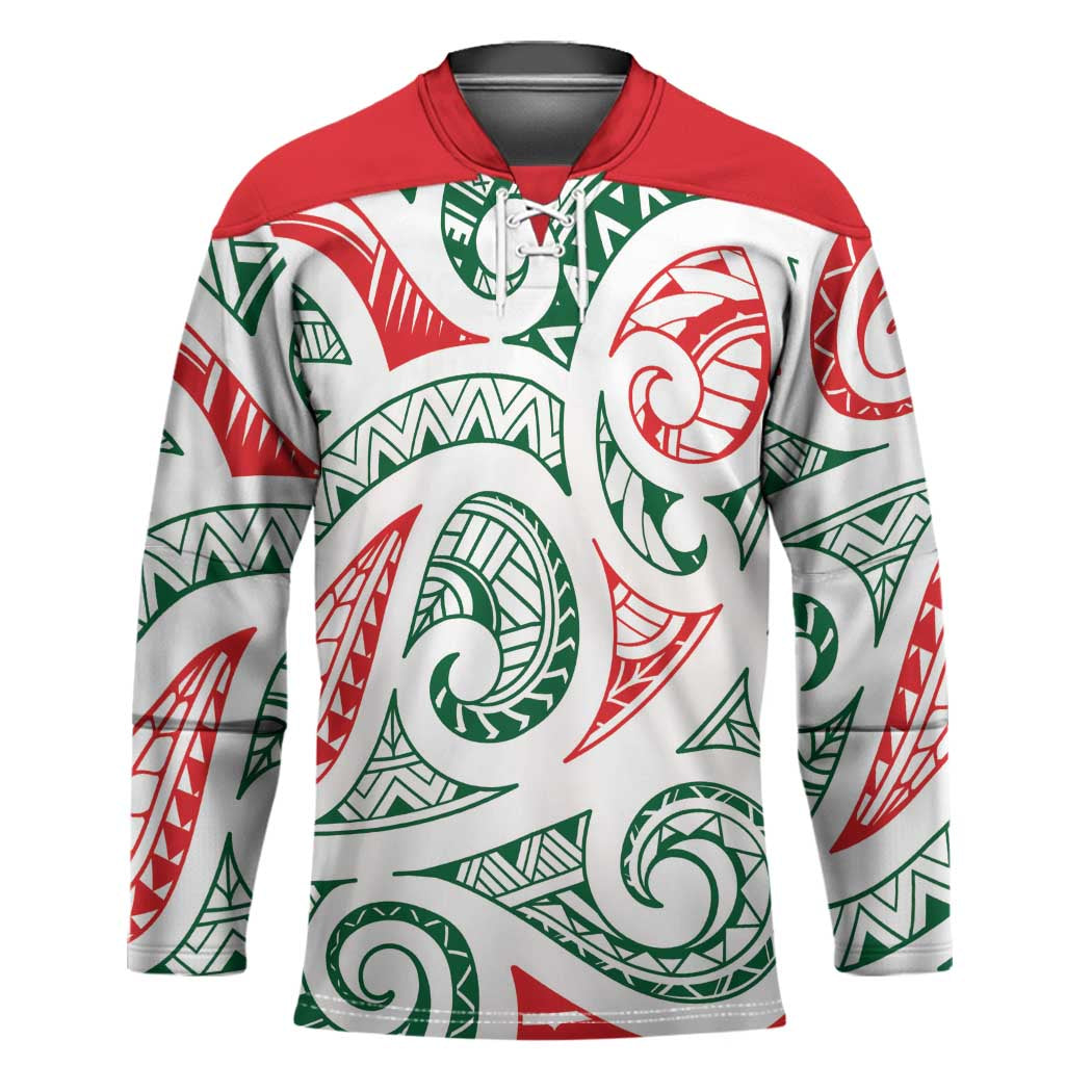 New Zealand Kowhaiwhai Christmas Hockey Jersey Traditional Maori Koru Pattern - Aussie Hoodie