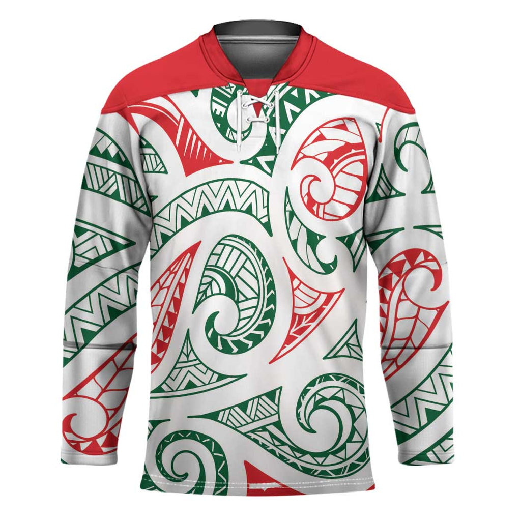 New Zealand Kowhaiwhai Christmas Hockey Jersey Traditional Maori Koru Pattern - Aussie Hoodie