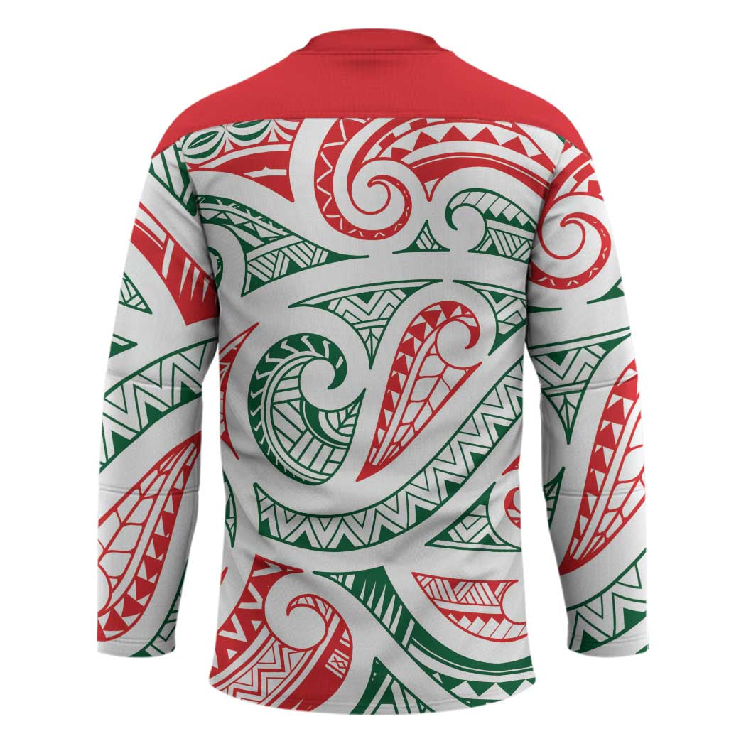New Zealand Kowhaiwhai Christmas Hockey Jersey Traditional Maori Koru Pattern - Aussie Hoodie