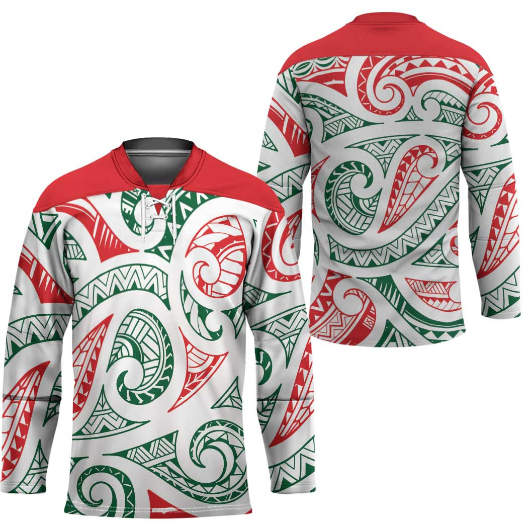 New Zealand Kowhaiwhai Christmas Hockey Jersey Traditional Maori Koru Pattern - Aussie Hoodie