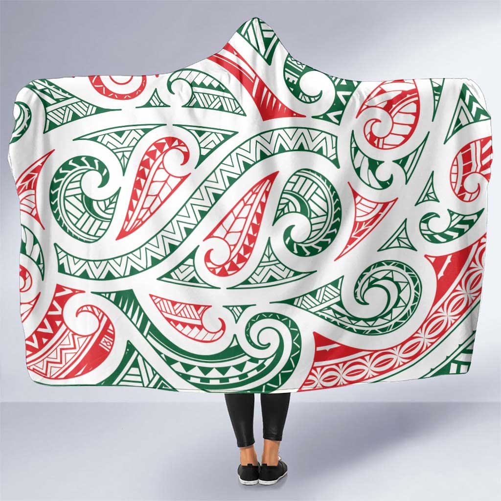 New Zealand Kowhaiwhai Christmas Hooded Blanket Traditional Maori Koru Pattern - Aussie Hoodie
