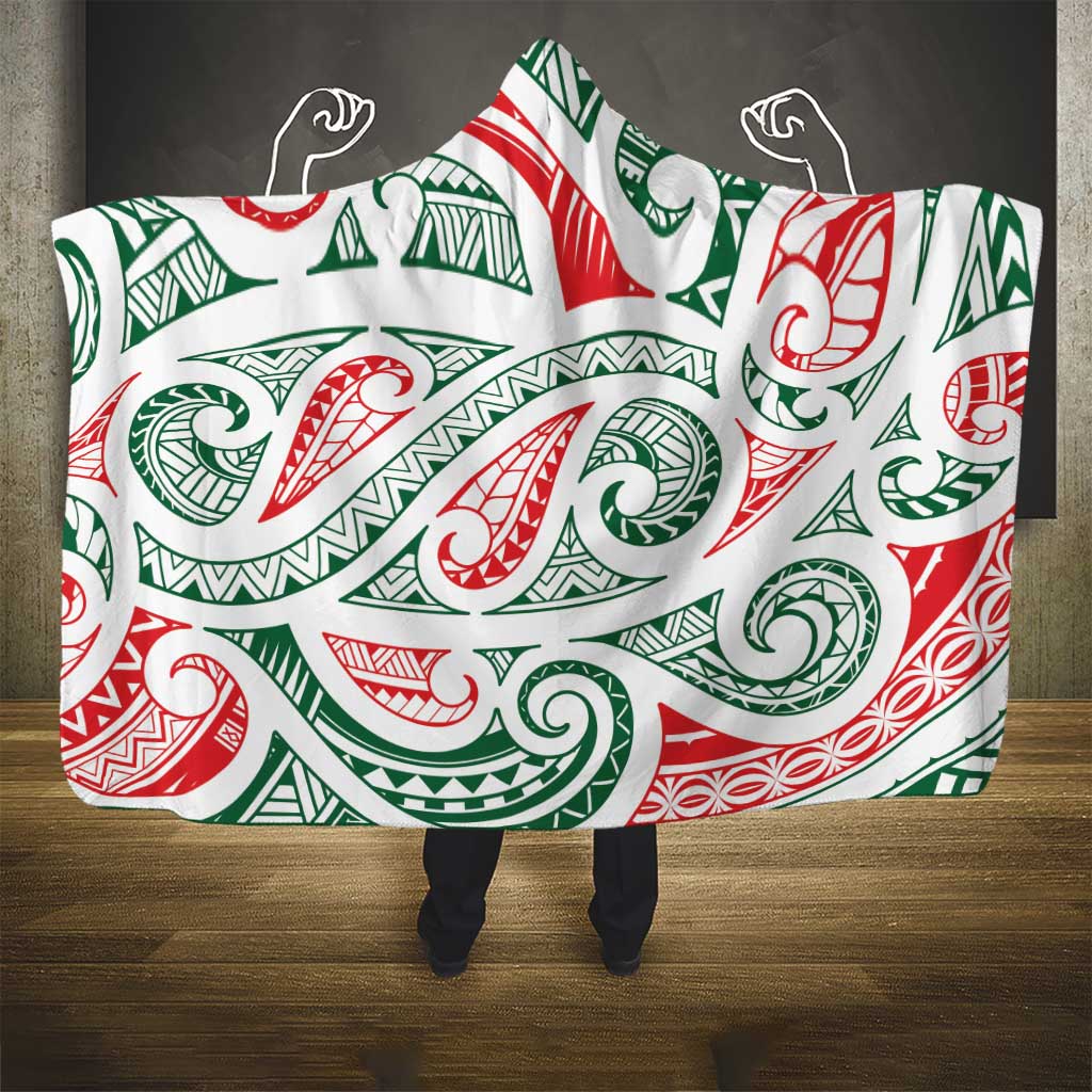 New Zealand Kowhaiwhai Christmas Hooded Blanket Traditional Maori Koru Pattern - Aussie Hoodie