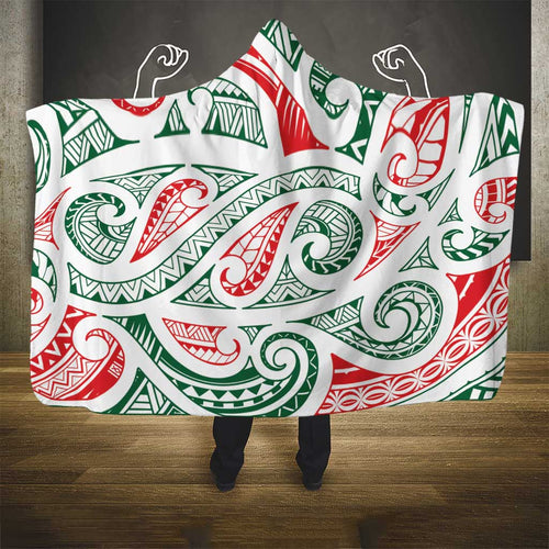 New Zealand Kowhaiwhai Christmas Hooded Blanket Traditional Maori Koru Pattern - Aussie Hoodie