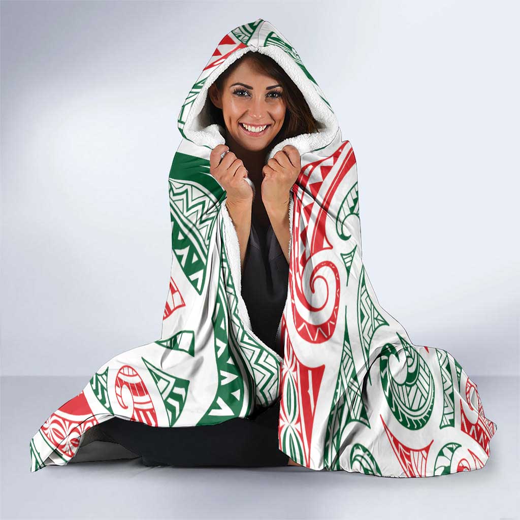 New Zealand Kowhaiwhai Christmas Hooded Blanket Traditional Maori Koru Pattern - Aussie Hoodie