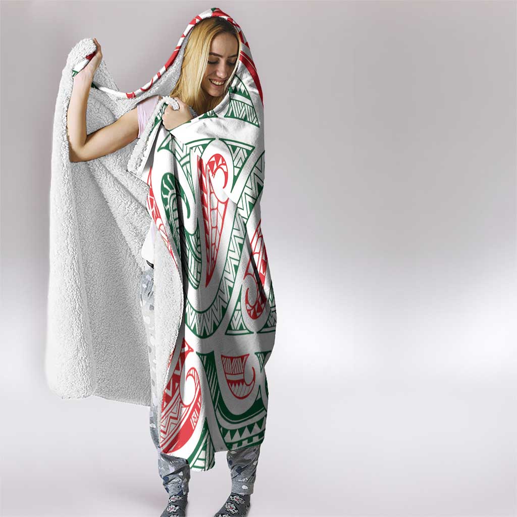 New Zealand Kowhaiwhai Christmas Hooded Blanket Traditional Maori Koru Pattern - Aussie Hoodie