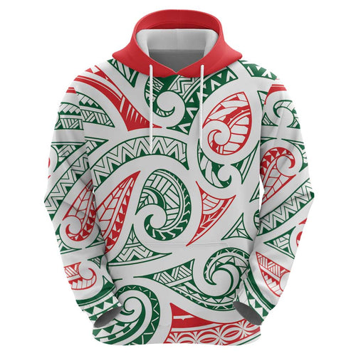 New Zealand Kowhaiwhai Christmas Hoodie Traditional Maori Koru Pattern - Aussie Hoodie