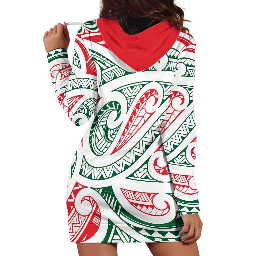 New Zealand Kowhaiwhai Christmas Hoodie Dress Traditional Maori Koru Pattern - Aussie Hoodie
