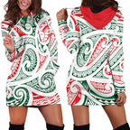 New Zealand Kowhaiwhai Christmas Hoodie Dress Traditional Maori Koru Pattern - Aussie Hoodie