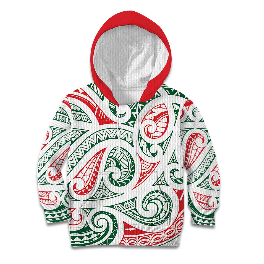 New Zealand Kowhaiwhai Christmas Kid Hoodie Traditional Maori Koru Pattern - Aussie Hoodie