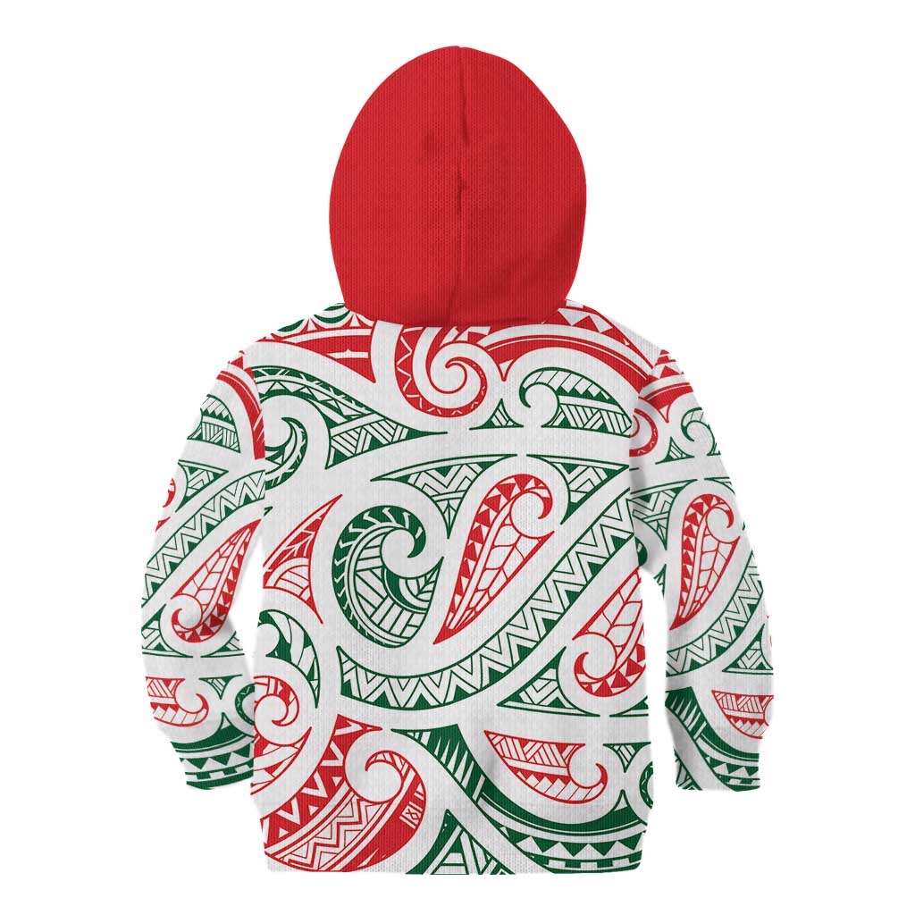 New Zealand Kowhaiwhai Christmas Kid Hoodie Traditional Maori Koru Pattern - Aussie Hoodie