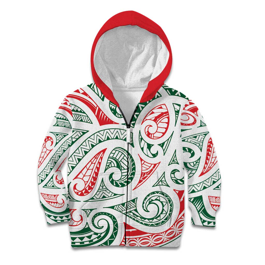New Zealand Kowhaiwhai Christmas Kid Hoodie Traditional Maori Koru Pattern - Aussie Hoodie
