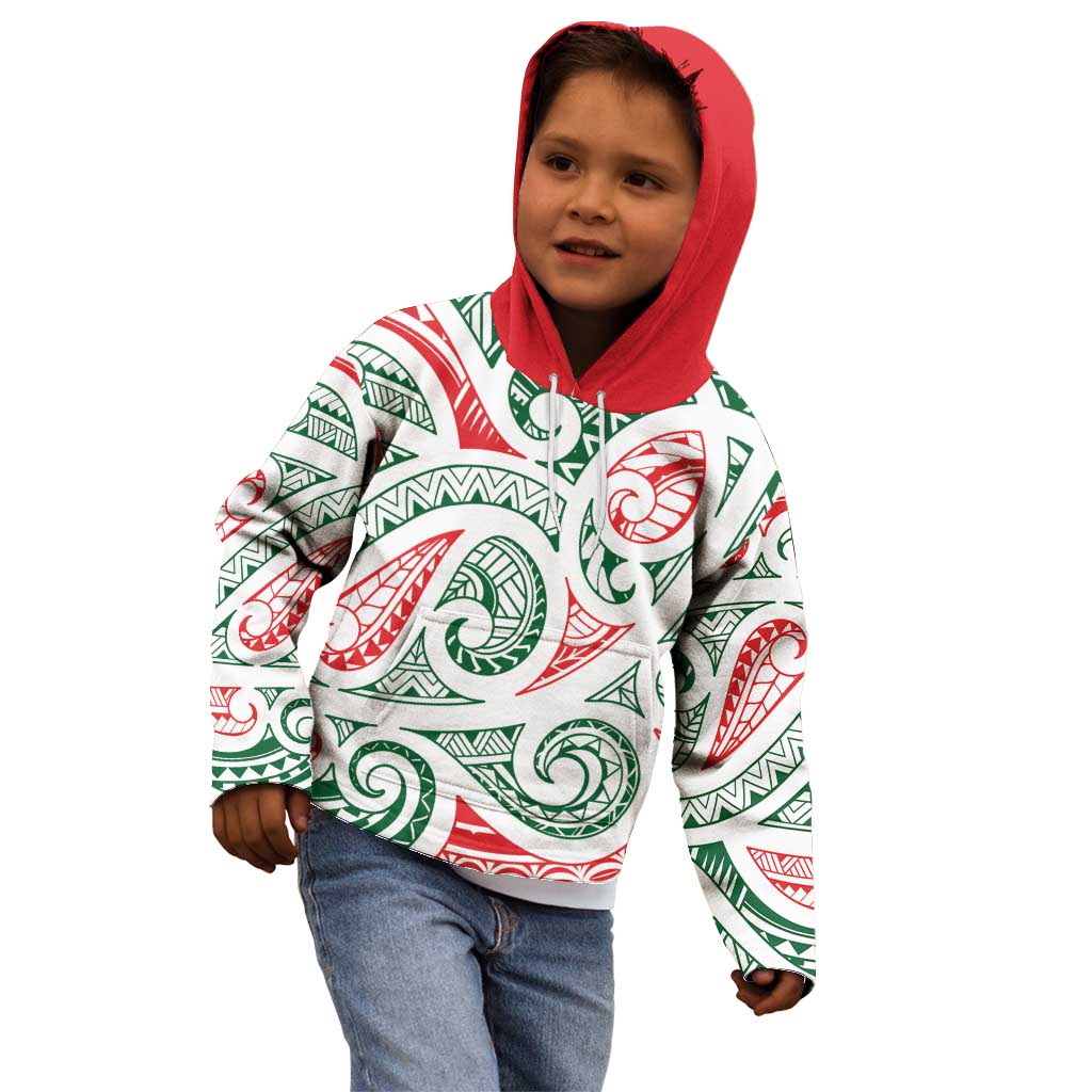 New Zealand Kowhaiwhai Christmas Kid Hoodie Traditional Maori Koru Pattern - Aussie Hoodie