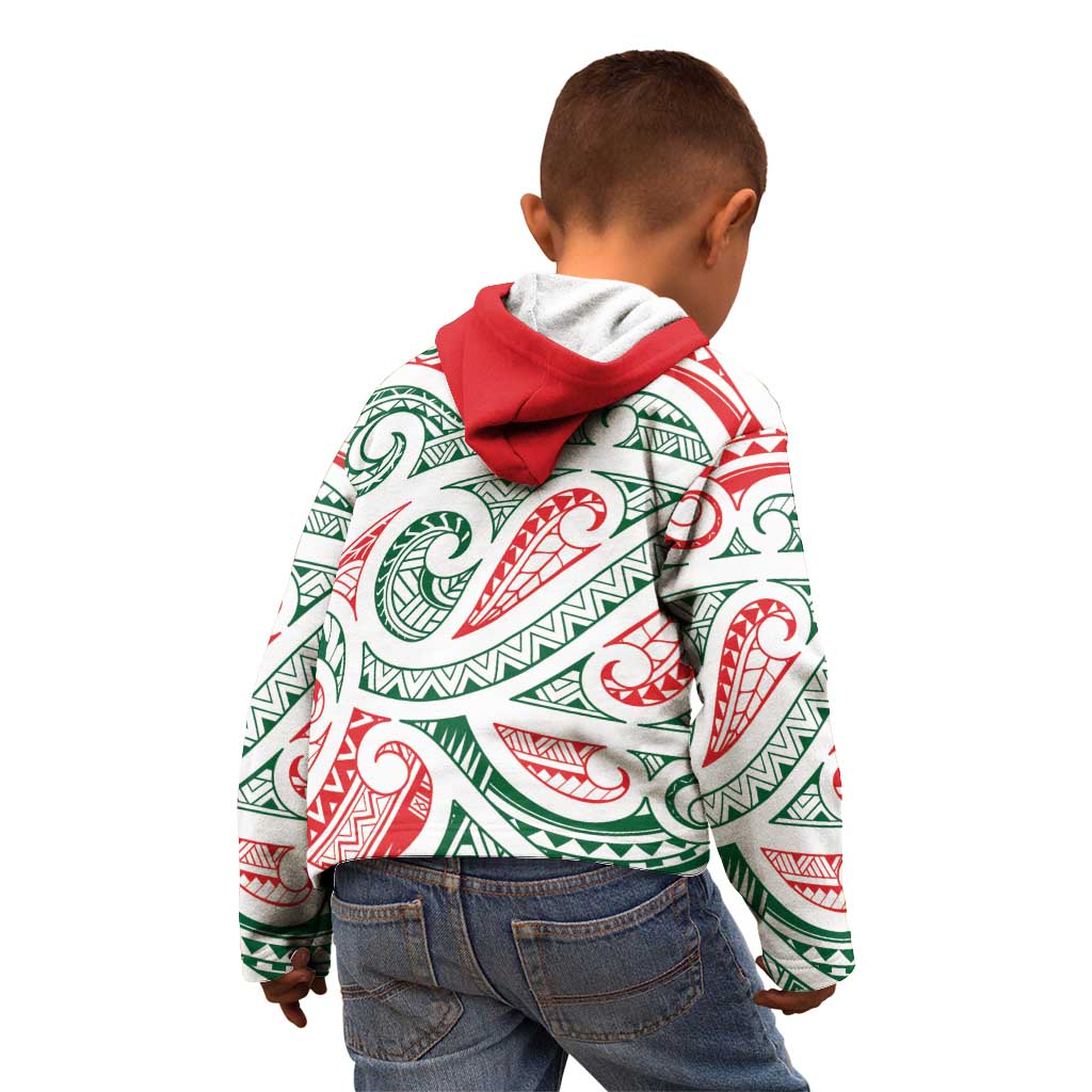 New Zealand Kowhaiwhai Christmas Kid Hoodie Traditional Maori Koru Pattern - Aussie Hoodie