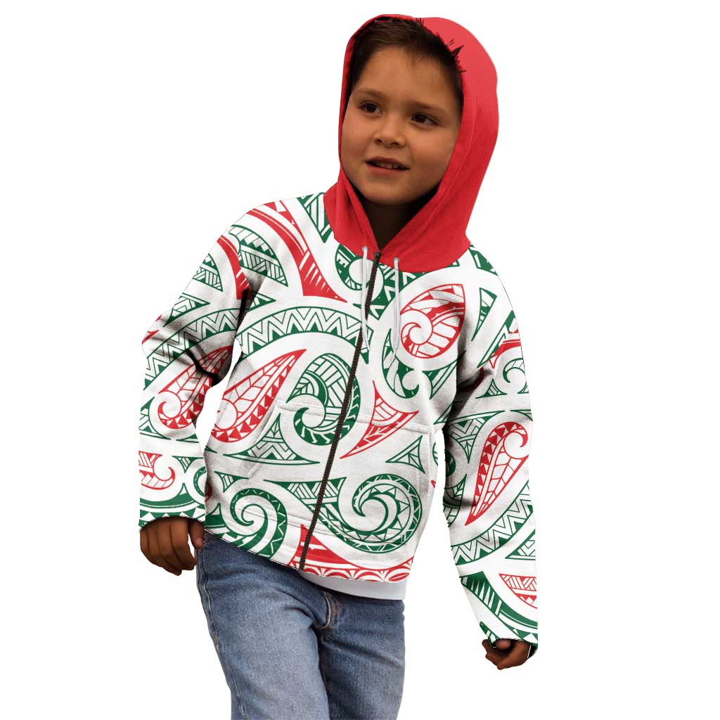 New Zealand Kowhaiwhai Christmas Kid Hoodie Traditional Maori Koru Pattern - Aussie Hoodie
