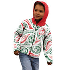New Zealand Kowhaiwhai Christmas Kid Hoodie Traditional Maori Koru Pattern - Aussie Hoodie